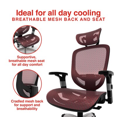 Quill Brand® Hyken Mesh Computer and Desk Chair, Red (50218)