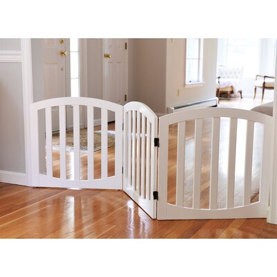 Arf Pets 24"H Freestanding 360° Foldable Wood Dog Gate, 3-Panel, White (APG24WH)