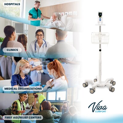 Viva Comfort Easy Mobility Secure Mounting Mobile Stand for Covidien PM10N Vital Signs Monitor, White (ADI912-C-MP-05-MK)