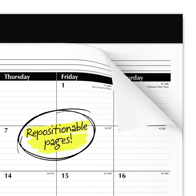 2027 AT-A-GLANCE 21.75" x 17" Monthly Desk Pad Calendar, White/Black (SK22-00-27)