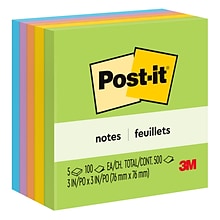 Post-it Notes, 3 x 3, Floral Fantasy Collection, 100 Sheet/Pad, 5 Pads/Pack (654-5UC)