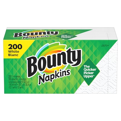 Bounty Quilted Napkin, 1-ply, White, 200 Napkins/Pack (34885.)