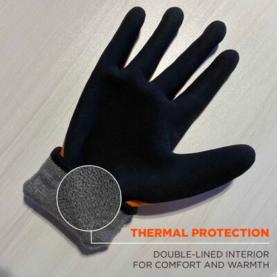 Ergodyne ProFlex 7551 Waterproof Cut-Resistant Winter Work Gloves, ANSI A5, Orange, XXL, 1 Pair (17676)