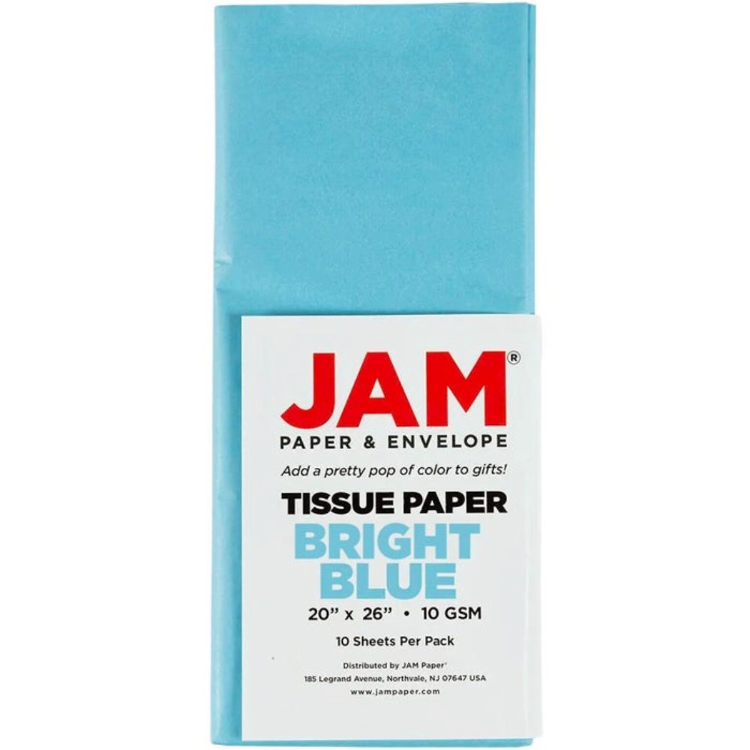 JAM Paper 20 x 26 Tissue Paper, Bright Blue, 20 Sheets/Pack (1152346A)