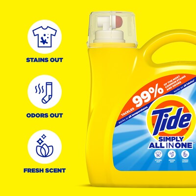 Tide Simply HE Liquid Laundry Detergent, Refreshing Breeze Scent, 85 Loads, 107 oz. (26840)