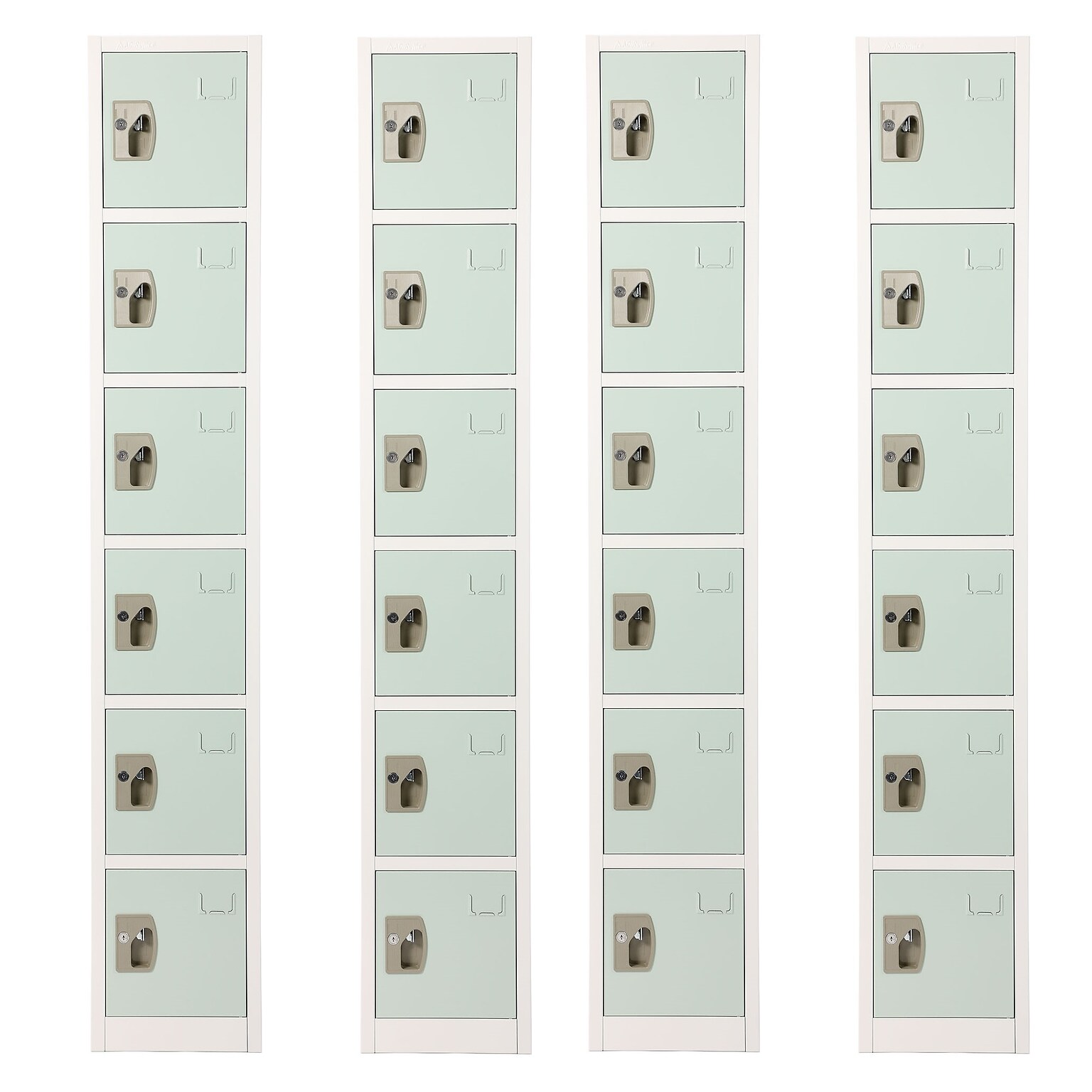 AdirOffice 72 6-Tier Misty Green Storage Locker, 4/Pack (ADI629-206-MGRN-PKG-4)