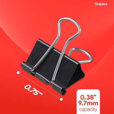 Staples® 0.75"W Binder Clips, Small, Black, 144/Pack (ST32002/32002)