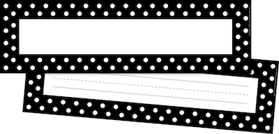 Barker Creek Black & White Dot Double-Sided Name Plates & Bulletin Board Signs, 36/Pack (LL1405)