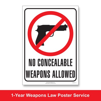 ComplyRight Weapons Law Poster Service, South Carolina, 11 x 8.5 (U1200CWPSC)