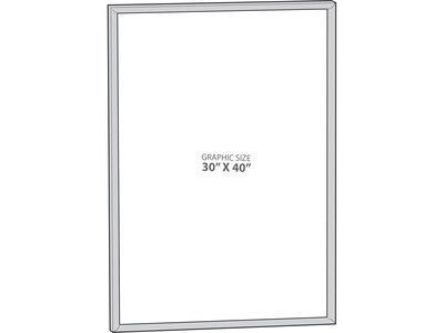 Azar Sign Holder, 30 x 40, Wall Mounted, Silver Plastic (300348-SLV)