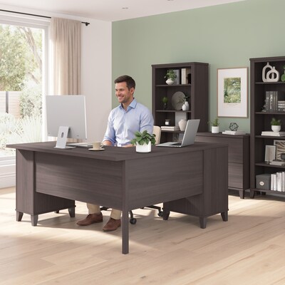 Bush Home Somerset 60"W L Shaped Office Desk with Storage, Storm Gray (WC81530K)