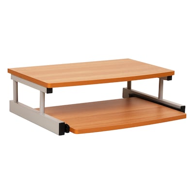 Mind Reader 2-Tier Monitor Stand with Sliding Keyboard Drawer, Brown (2TSLIDE-BRN)