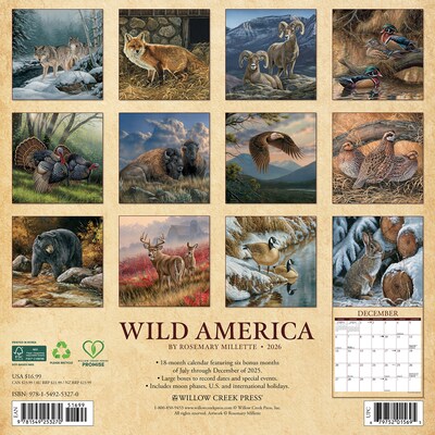 2026 Willow Creek Wild America 12 x 12 Monthly Wall Calendar (53270)