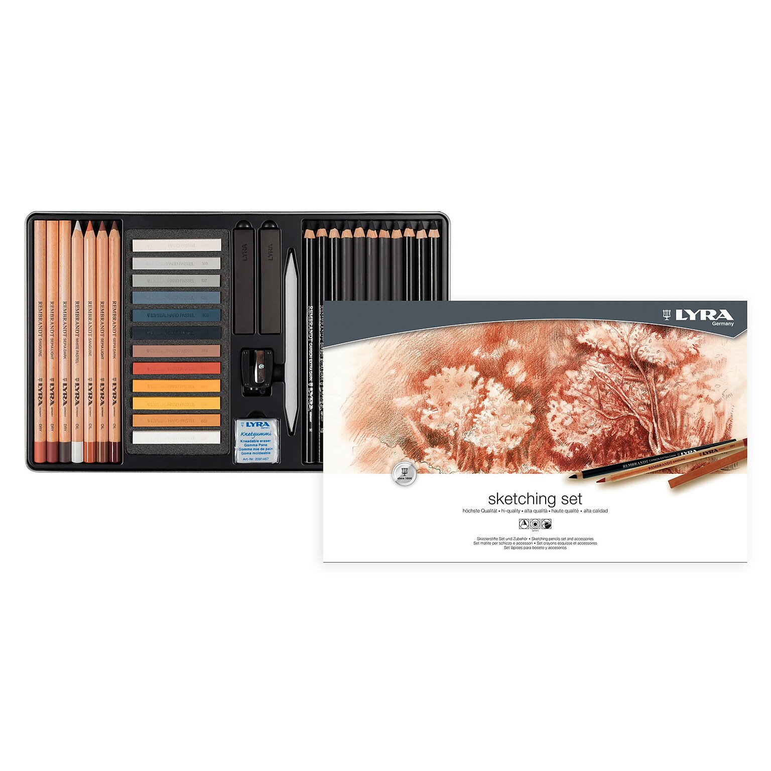 Lyra Sketching Set Tin, Assorted Colors, 35/Pack (LYXL2051350)