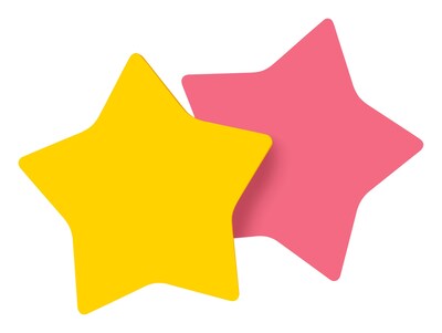 Post-it® Star-Shaped Notes, 2.6" x 2.6" Assorted Colors, 75 Sheets/Pad, 2 Pads/Pack (7350-STR)