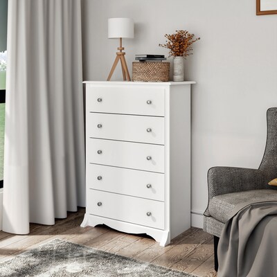 Prepac 44.75" Monterey 5 Drawer Chest, White (WDC-3345-K)