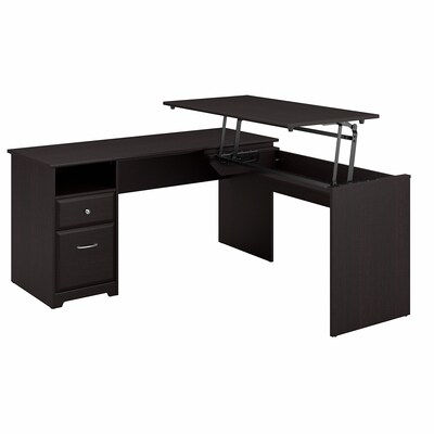 Bush Furniture Cabot 36-42H 3 Position L Shaped Sit to Stand Desk, Espresso Oak (CAB043EPO)