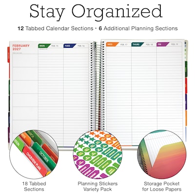 2026-2027 Excello Brands 8.5" x 11" Academic Weekly & Monthly Planner, Paperboard Cover, Navy Floral (NAY27-DTP-84)