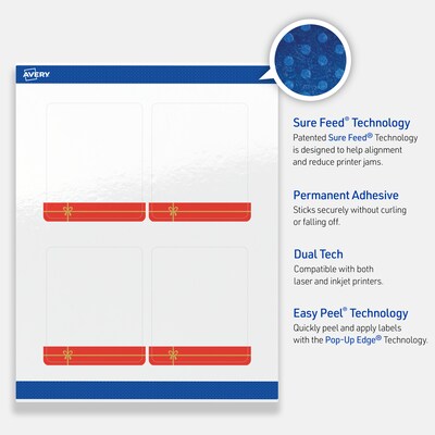 Avery Rectangle Multipurpose Labels, 4" x 3-1/3", White, 40/Pack (19479370550)