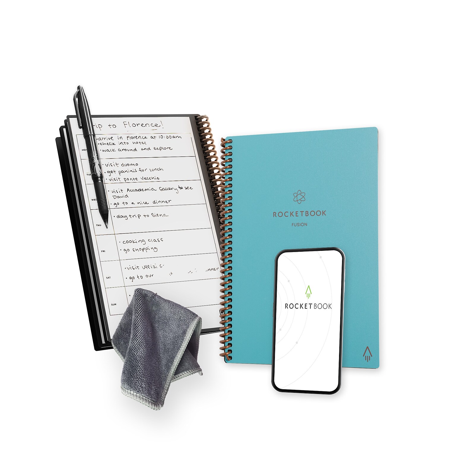 Rocketbook Fusion Reusable Notebook, 6 x 8.8, Graph Ruled, 42 Sheets, Teal (EVRF-E-RC-CCE-FR)