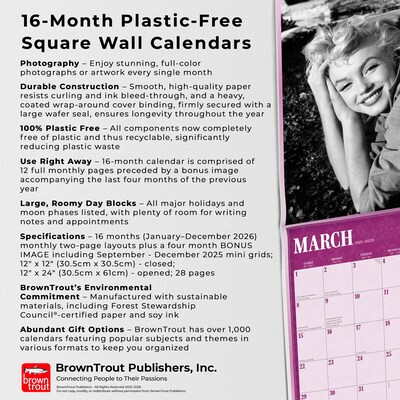 2026 BrownTrout Marilyn Monroe 12" x 12" Monthly Wall Calendar (9798330701384)