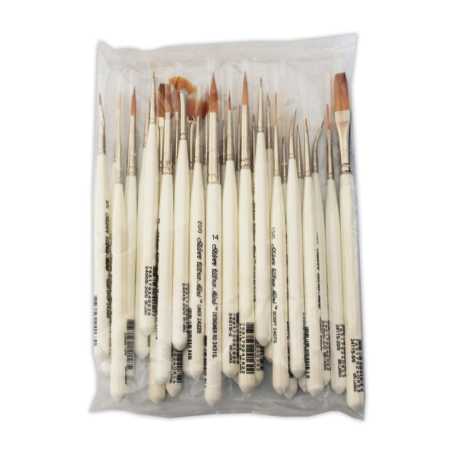 Silver Brush Synthetic Brushes, Assorted, 29/Pack (SLVUMS2429S)