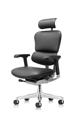 Eurotech Ergohuman Gen2 High Back Leather Office Chair w/ Headrest, Black (LE9ERG-GEN2)