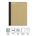 Staples Premium Composition Notebook, 7.5 x 9.75, Wide Ruled, 100 Sheets, Brown (TR52119)