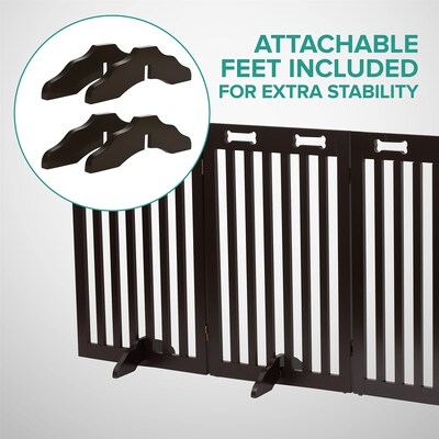 Arf Pets Freestanding 360° Foldable Dog Gate, 6-Panel Extension, 120"W x 31.5"H, Espresso (APDGWD6P)