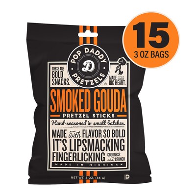 Pop Daddy Smoked Gouda Pretzel Sticks, 45 oz., 15/Pack (220-02548)