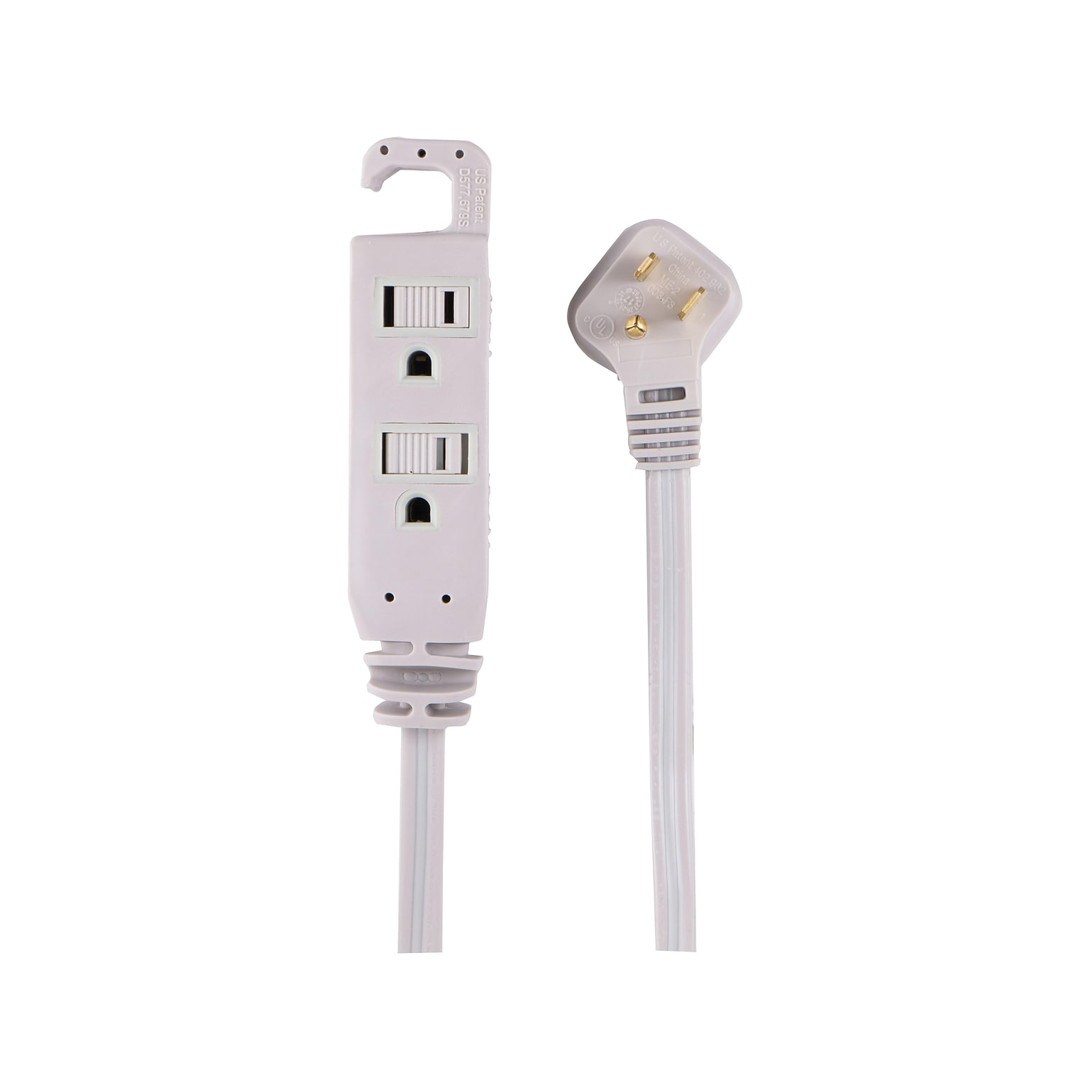 Staples 3-Outlet Indoor Extension Cord – 8 ft. Power Cable with Safety Covers, Gray