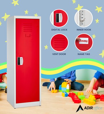 AdirOffice 48"H Single Tier Red Storage Locker (ADI629-01-RED-DL)