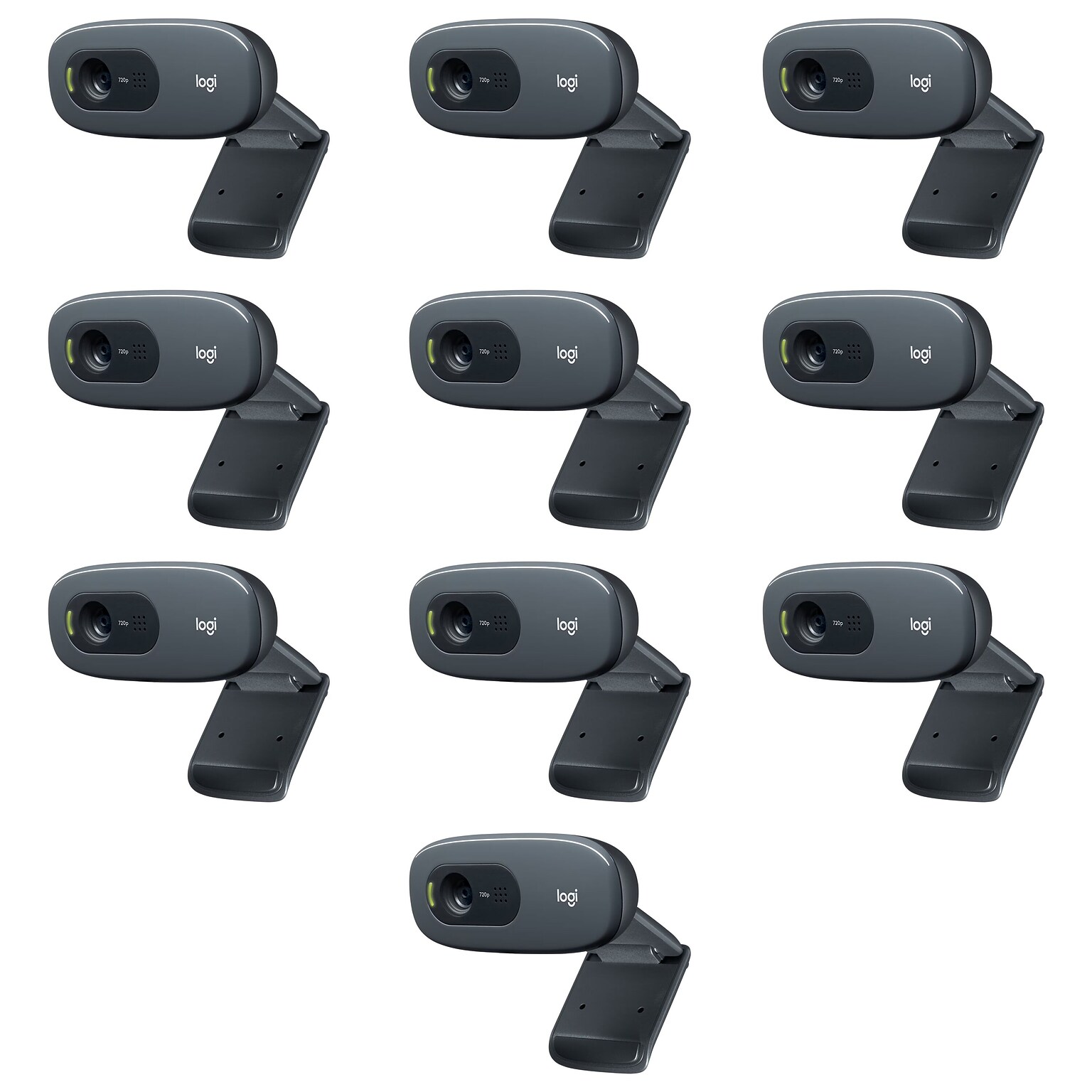 10 Pack- Logitech C270 HD Webcam with Noise-Reducing Mics for Video Calls