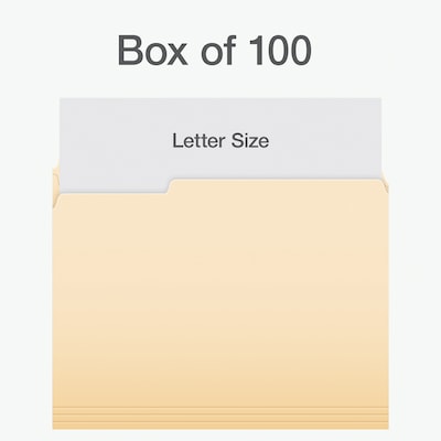 Pendaflex File Folder, 1-Tab, Assorted, Letter Size, Manila, 100/Box (1006989)