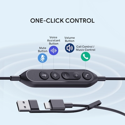 Yealink UH46 USB Wired Noise Cancelling USB-C/A Stereo Computer Headset for Business Office, UC Certified