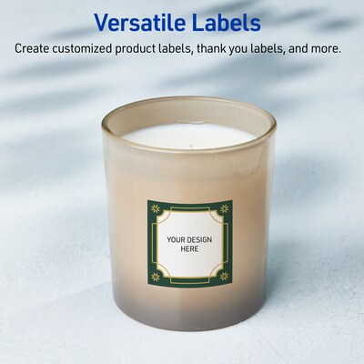 Avery Square Multipurpose Labels, 3" x 3", White, 60/Pack (19479370385)