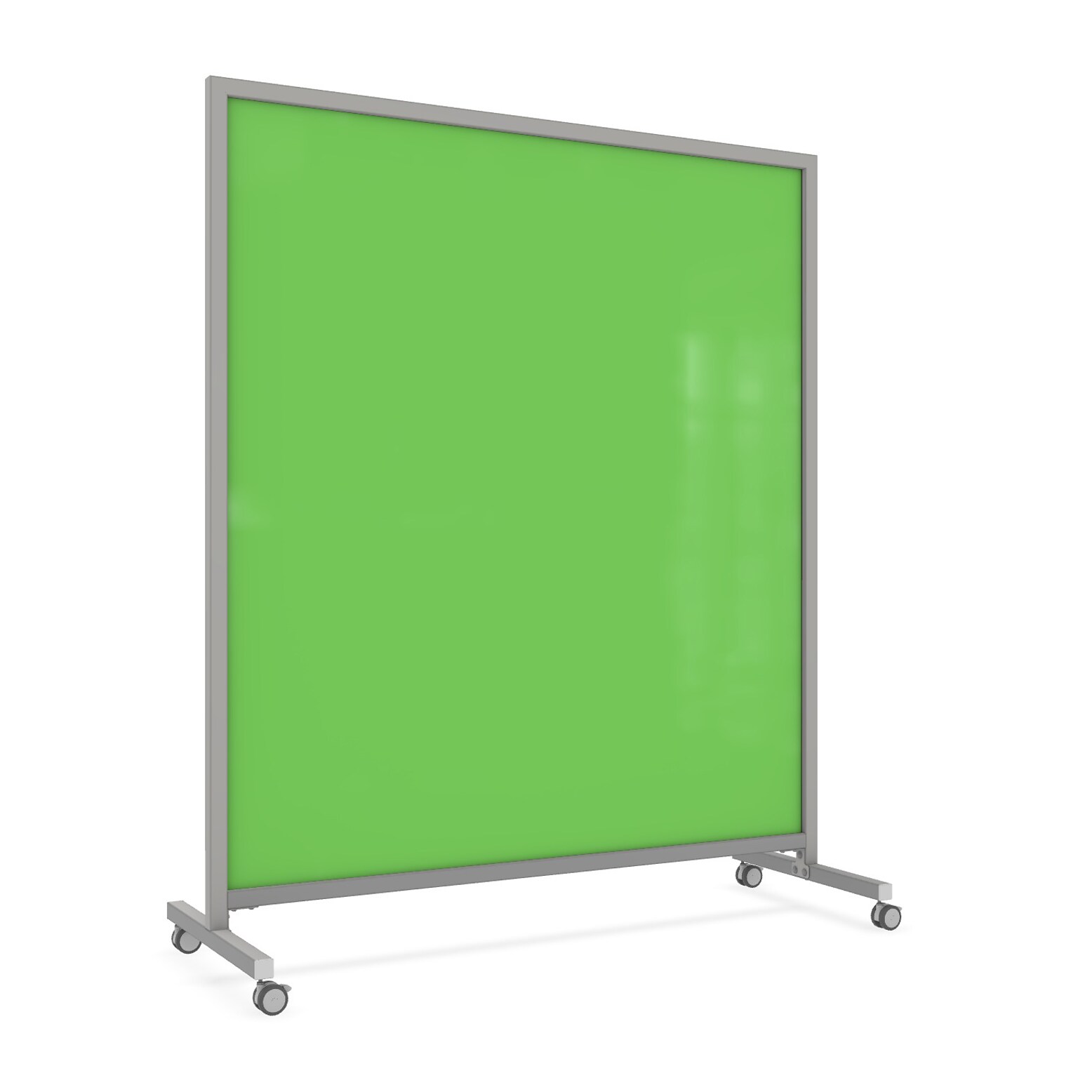 Ghent EZ Glass Mobile Dry-Erase Whiteboard, Aluminum Frame, 75H x 62W, Green (EZ1NA7562GN)