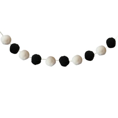 Carson Dellosa Education Black & White Pom-Pom Garland, 12 Feet, 2/Pack, 3 Packs/Bundle (CD-107009-3)