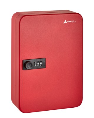 AdirOffice 48-Key Combination Key Cabinet, Red (682-48-RED)