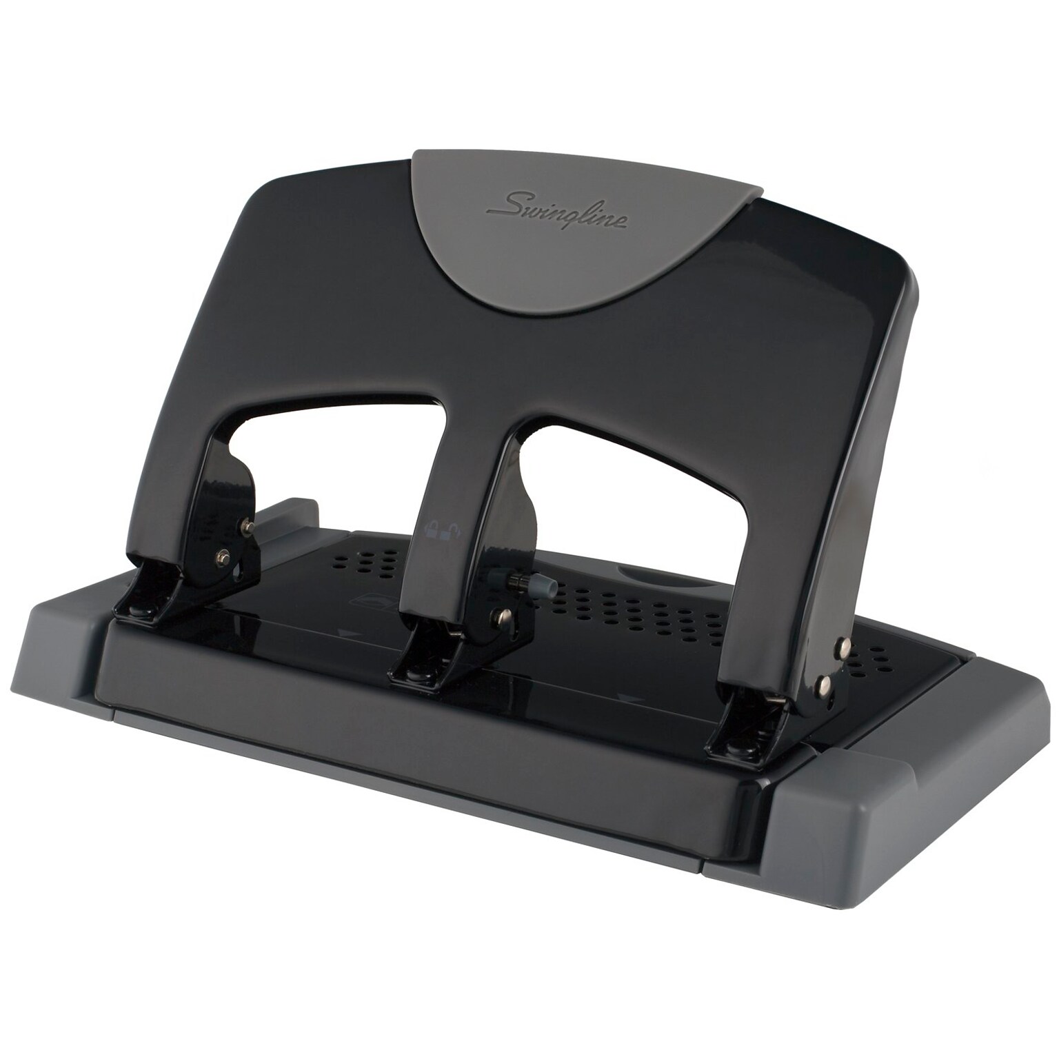Swingline® SmartTouch™ Low Force 3-Hole Punch, 45 Sheet Capacity, Black/Gray (A7074136)
