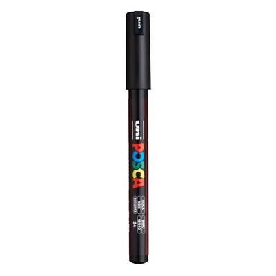 POSCA PC-1MR Water Based Paint Marker, Extra Fine Pin Tip, Black, 2/Pack (UBCPC1MRBLACK-2)