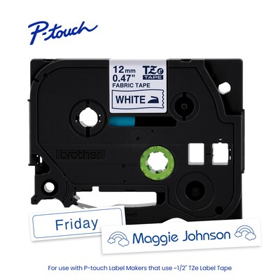 Brother P-touch Fabric Label Tape, 1/2" x 9.8', Navy Blue on White (TZeFA3)