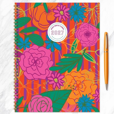 2027 TF Publishing Peonies 9" x 11"  Weekly & Monthly Standard Planner, Paperboard Cover, Multicolored (27-9708)