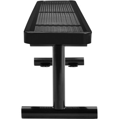 Global Industrial 8' Outdoor Steel Flat Bench, Perforated Metal, Black (262076BK)