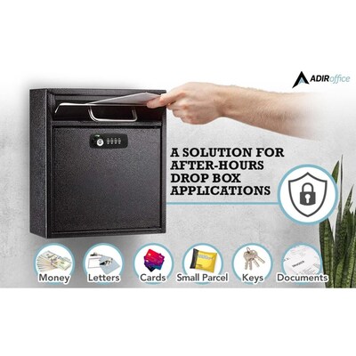AdirOffice Steel Ultimate Locking Wall Mounted Interoffice Mailbox, Medium, Black
