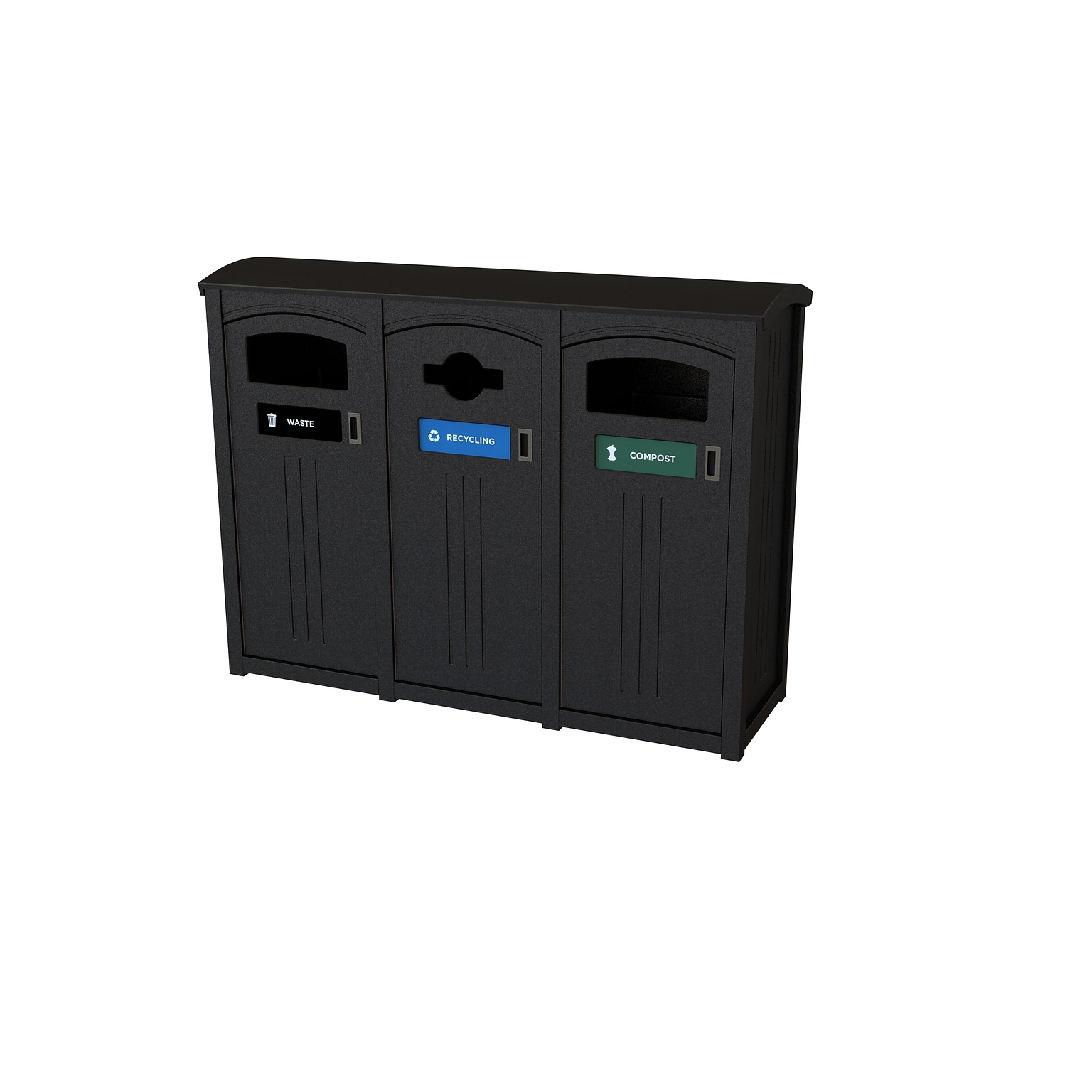 CleanRiver PD Three-Stream Recycling Station, 105 Gallon, Black (PD35-3-WRC-BK)