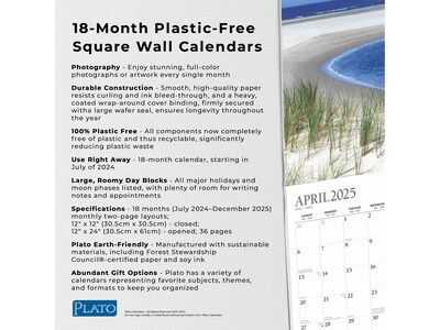 2024-2025 Plato Beaches 12" x 12" Academic & Calendar Monthly Wall Calendar (9781975481315)