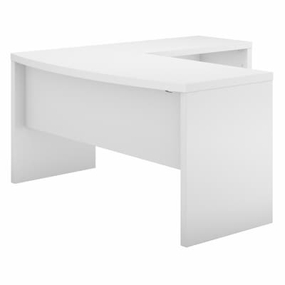 Bush Business Furniture Echo 60W L Shaped Bow Front Desk, Pure White (ECH025PW)
