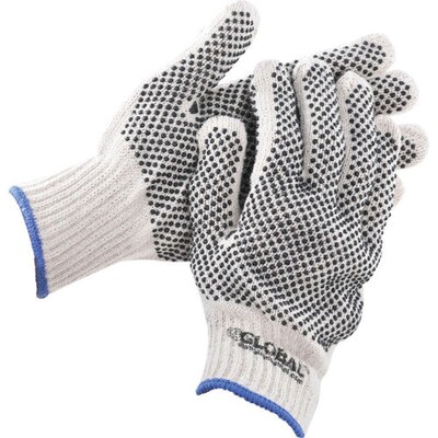 Global Industrial PVC Dot Knit Gloves, Double-Sided, Black, X-Large, 12 Pairs (708351XL)
