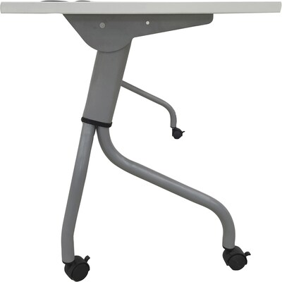 Lorell 60"W x 23.6"D Foldable Flip Top Training Table, Melamine, With Wheels, White (LLR60744)
